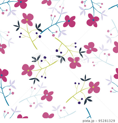Romantic hand drawn flower seamless pattern. Simple abstract floral wallpaper. Doodle plants endless background. Romantic hand drawn flower seamless pattern. Simple abstract floral wallpaper. Doodle plants endless background. 95281329