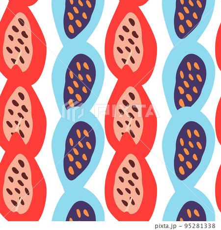 seamless pattern with papayas. Papaya ornament background. Fruits backdrop. 95281338
