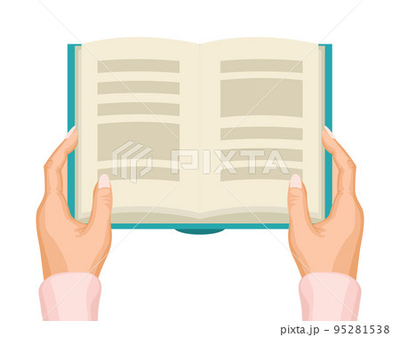 Women's hands with a book. Reading hobby concept. Illustration, vector Women's hands with a book. Reading hobby concept. Illustration, vector 95281538