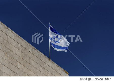 Large Israel flag waving in the wind 95281667