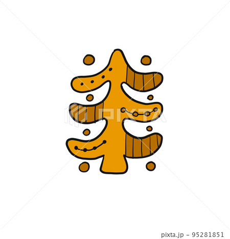 Art tree isolated on white. Scandinavian folk style ornament 95281851