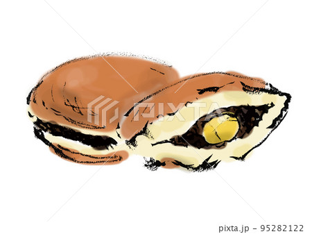 栗どら焼きの手描き和風イラスト 95282122
