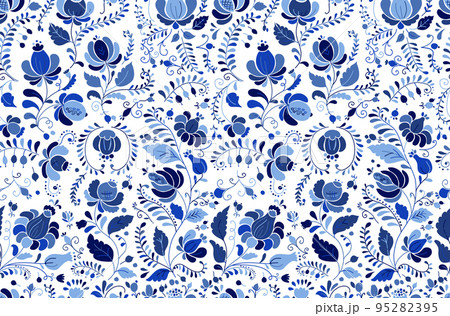 Gzhel decorative ornament. Seamless Pattern Background Gzhel decorative ornament. Seamless Pattern Background 95282395