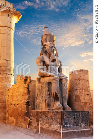 Statue of Ramesses seated by the Luxor Temple entrance, Egypt 95282851