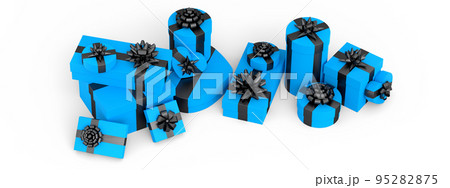 Gift boxes with ribbon and bow isolated on white background. greeting design Gift boxes with ribbon and bow isolated on white background. greeting design 95282875