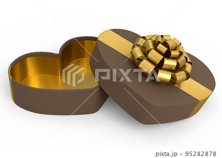 Gift boxes heart shaped with ribbon and bow isolated on white background. 95282878