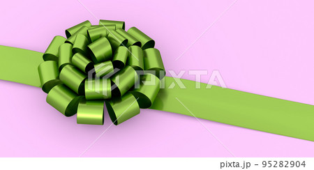 Realistic decorative bow or ribbon for gift box isolated on pink background. 95282904