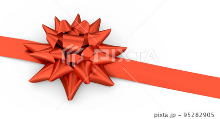 Realistic decorative bow or ribbon for gift box isolated on white background. 95282905