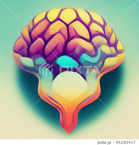 Abstract human brain flat illustration. Scientific neuroscience. Digital illustration. 95283417
