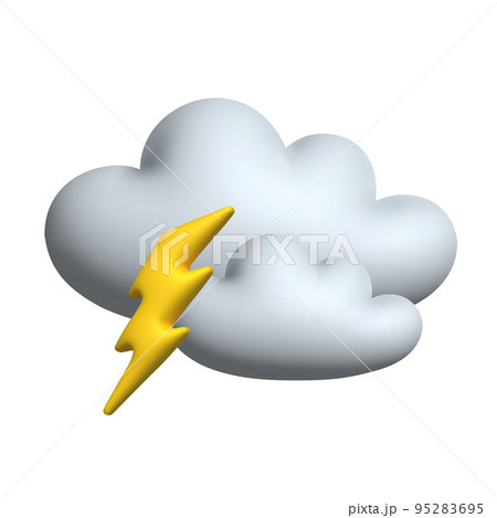 Cloud and lightning. 3d vector icon. Cartoon minimal style. 95283695