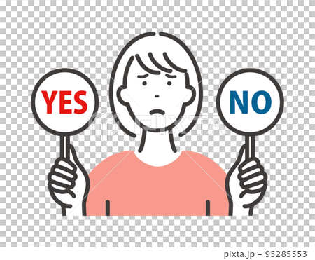 A young woman who hesitates to answer YES or NO A young woman who hesitates to answer YES or NO 95285553