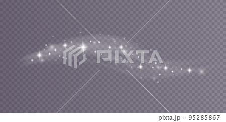 Winter blizzard with sparkles of snow on a transparent background, cold winter wind, cold. Christmas night, holiday illustration. 95285867