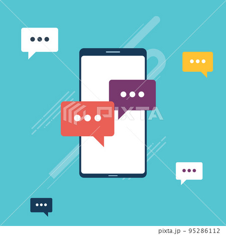 Chat in mobile phone or smartphone on message app. 95286112