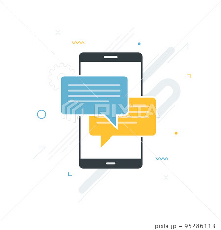 Chat in mobile phone or smartphone on message app. 95286113