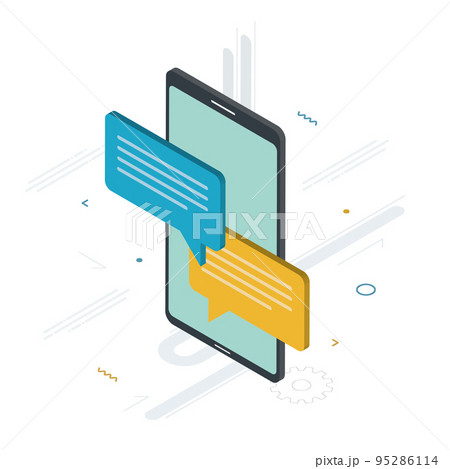 Chat in mobile phone or smartphone on message app. 95286114