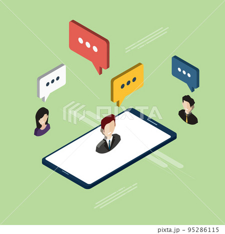 People in chat on mobile phone or smartphone on message app. 95286115