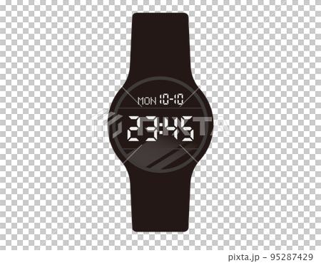 Illustration of a watch with calendar, thermometer and hygrometer display functions 95287429