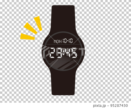 具有日曆、溫度計和濕度計顯示功能的手錶插圖 95287430