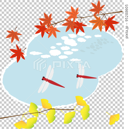 紅葉と秋空のトンボ 紅葉と秋空のトンボ 95288605