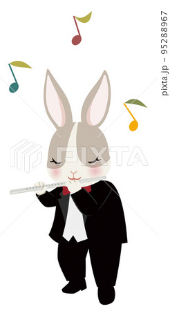 フルートを吹くウサギ奏者 95288967