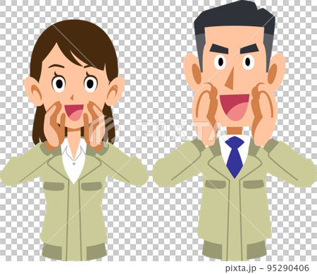 Men and women in construction shops calling out loud 95290406