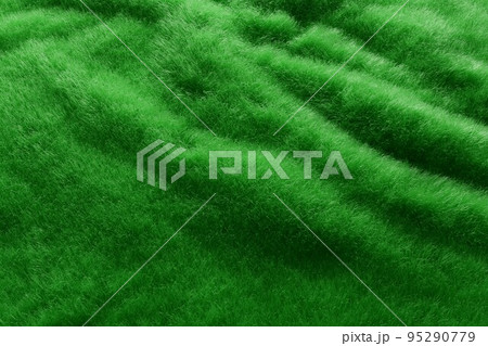緑の擬似毛の背景、柔らかいテクスチャー 95290779