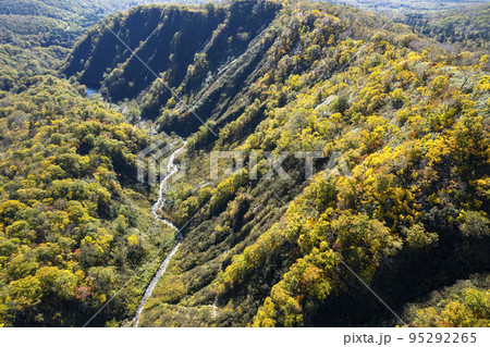 紅葉の秋 ニセコ 新見峠を空撮 紅葉の秋 ニセコ 新見峠を空撮 95292265