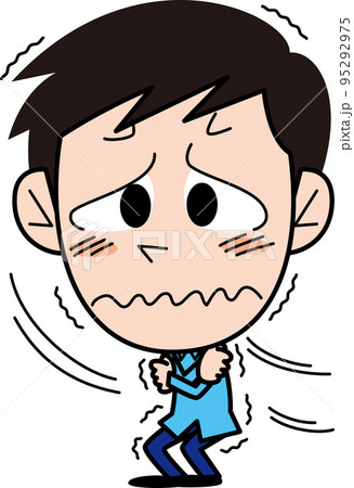 風に吹かれて震える男性 風に吹かれて震える男性 95292975