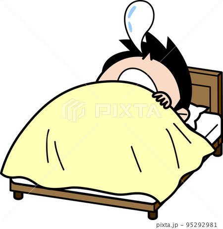 ベッドで眠る男性（鼻提灯） 95292981