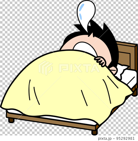ベッドで眠る男性（鼻提灯） 95292981