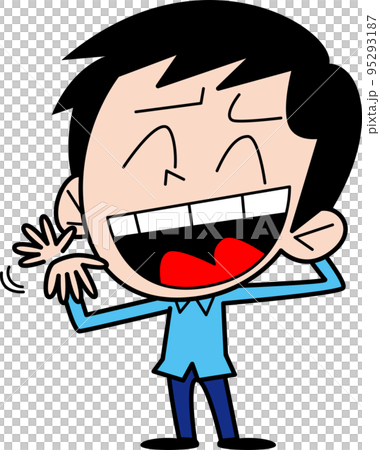 一個帶著困擾的微笑揮手的男人 95293187