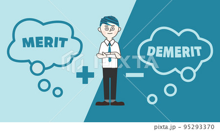 メリットとデメリットを考えるビジネスマン メリットとデメリットを考えるビジネスマン 95293370