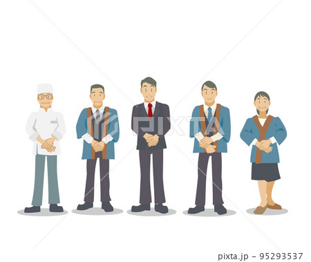 お客様を出迎える旅館の従業員たち 95293537