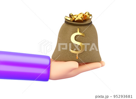 3d human hand holding open Money Bag with dollar sign. Business, saving, money, banking, finance investment and services concept. Profit and growth design idea. Realistic 3d high quality render 3d human hand holding open Money Bag with dollar sign. Business, saving, money, banking, finance investment and services concept. Profit and growth design idea. Realistic 3d high quality render 95293681