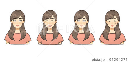 若い女性の表情四点セット 95294275