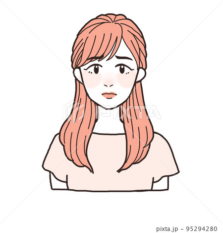 不安そうな表情の若い女性　ワントーン 95294280