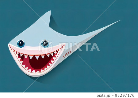 Funny laughing shark. 2d illustration. Laughing anthropomorphic shark, wearing Funny laughing shark. 2d illustration. Laughing anthropomorphic shark, wearing 95297176