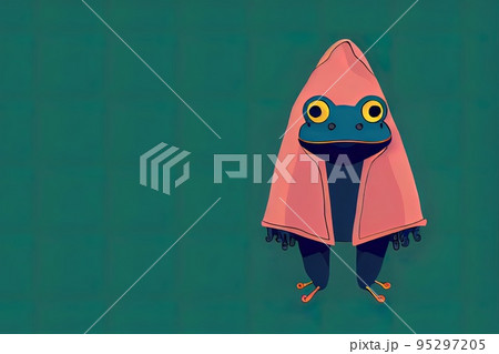 A Hipster Frog, isolated 2d illustration. Young arrogant toad A Hipster Frog, isolated 2d illustration. Young arrogant toad 95297205