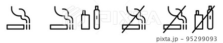 タバコ、電子タバコで表す喫煙ルームや禁煙アイコン 95299093