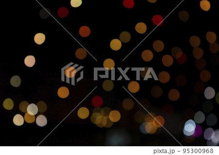 Colorful Defocus Abstract bokeh light effects on the night black background texture 95300968