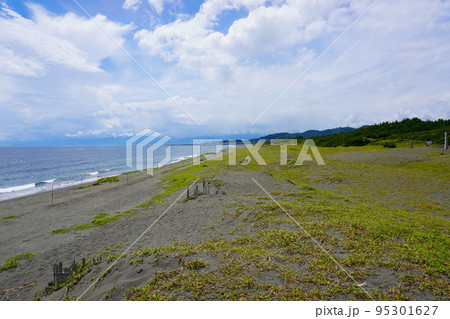 平塚海岸　波とビーチと青空 95301627