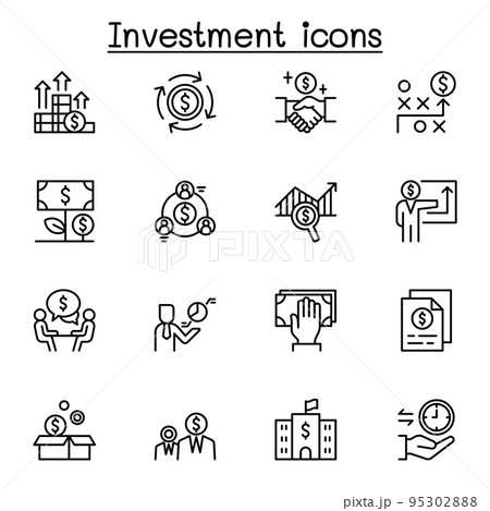 Investment icon set in thin line style 95302888