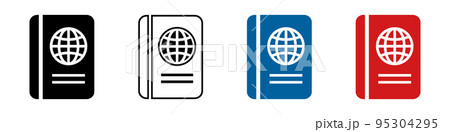 パスポートのアイコンセット。海外旅行の証明。ベクター。 95304295