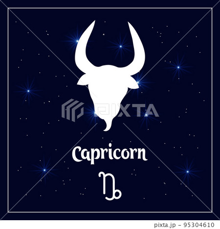 Capricorn astrological sign of the zodiac horoscope on the night sky with sparkling stars. Illustration, vector Capricorn astrological sign of the zodiac horoscope on the night sky with sparkling stars. Illustration, vector 95304610