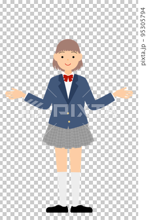 女學生，西裝外套制服，張開雙手的手勢 95305794