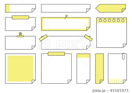 付箋のフレームのイラストセット（黄色バージョン） 95305975