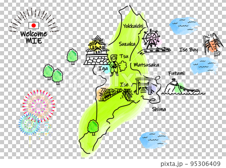 三重縣觀光景點簡單線描圖 95306409