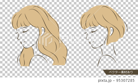 目を閉じ微笑む女性の水彩イラスト 95307285
