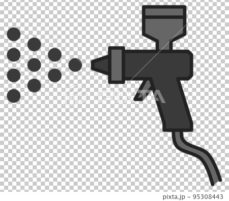 Illustration of an air spray gun that sprays and paints 95308443