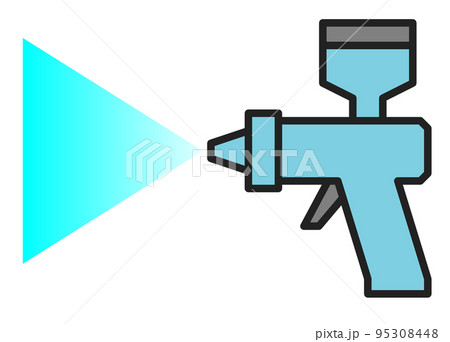 塗料を吹き付けて塗装するエアスプレーガンのイラストのイラスト素材